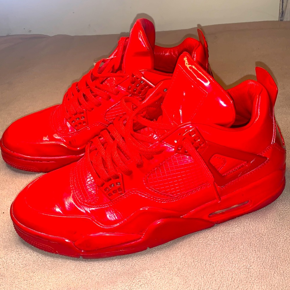 Red' colorway features the Jordan 4 classic model with  leather patent finish.